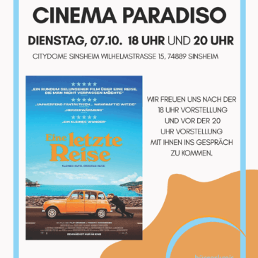 Am 7. Okt. 2025 Filmpräsentation „Eine letzte Reise“